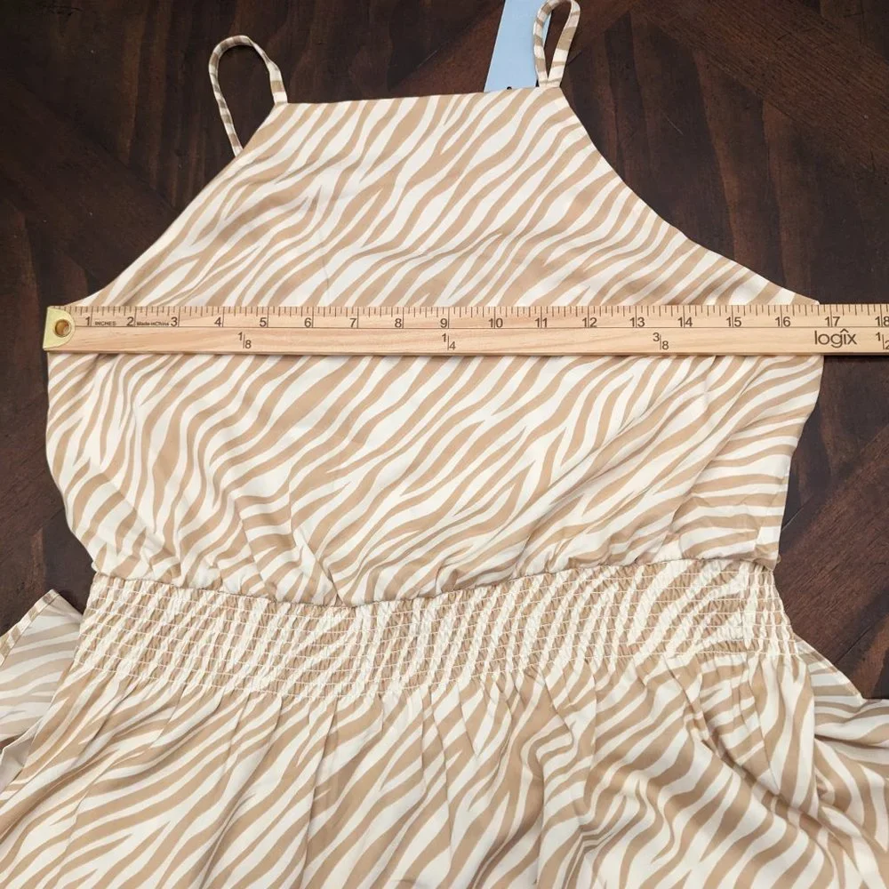 Zebra Stripe Square Neck Midi Flare Dress - Picture 9 of 10